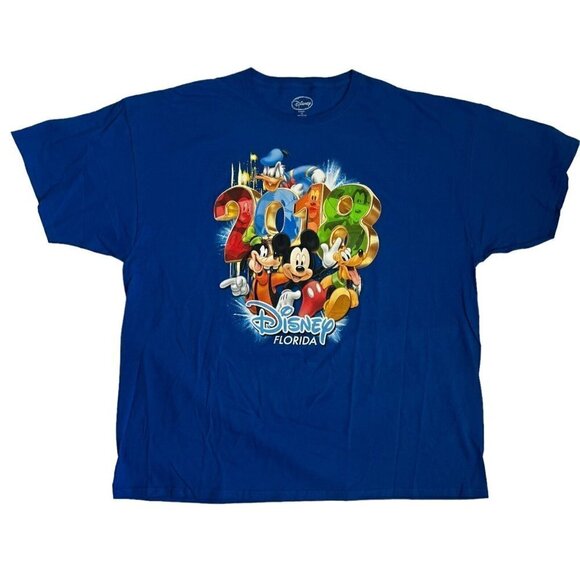 Disney Character Florida Graphic T-Shirt Blue 3X Mickey Donald Goofy Pluto 2018 - Picture 1 of 6